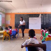 Volunteer in classroom with children