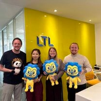 Students at LTL Beijing with Lex the Lion