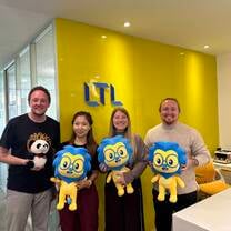 Students at LTL Beijing with Lex the Lion