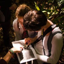 Interns learning to orient themselves in the forest
