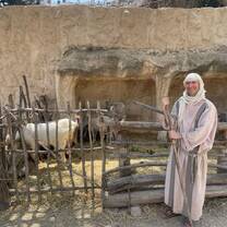 Shepherd volunteer with animal