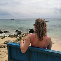 sitting by the beach