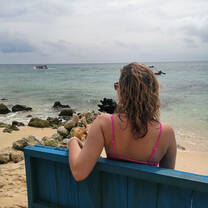 sitting by the beach