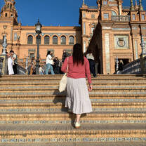 AIFS Abroad participant at the steps in Seville