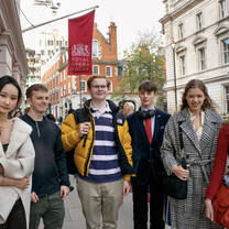 Students in front of the Royal Ballet and Opera House