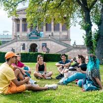 EF language year abroad students hanging out together in a central city park