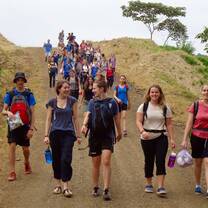 volunteers going to the garden