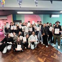 Students holding diploma
