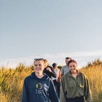 Study Abroad students on a hike at Flagstaff, Dunedin, New Zealand