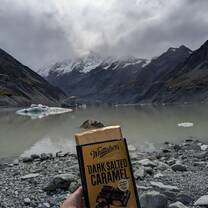 Hiking Mount Cook while eating famous NZ Whittaker's chocolate