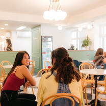 Students talking at Expanish Study Center Cafe