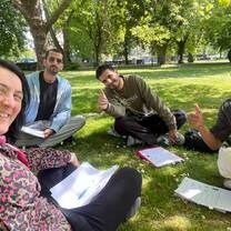 Conversation classes in an outdoor setting