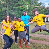 Volunteers jumping