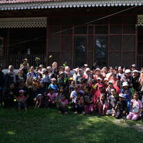 Community members at a tree planting event