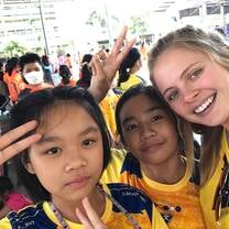Teacher selfie with kids