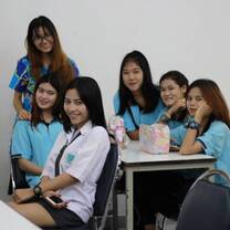 RPL School teacher taking a group photo with international exchange students