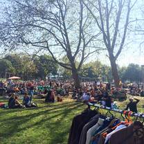 Flea market, park, grass, sky