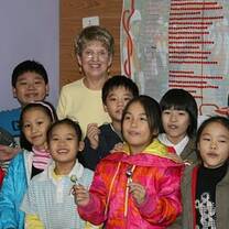 A volunteer at an education center in Hanoi