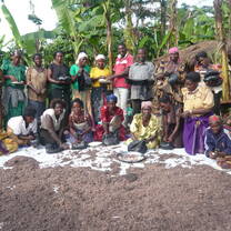 Community group engaged in mushroom growing