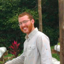 student working in garden