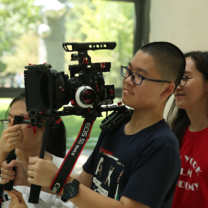 film shooting on set 