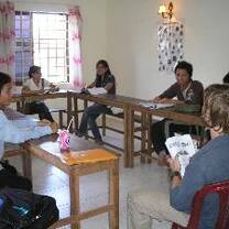 sitting in a classroom