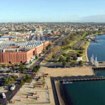 top view of Melbourne Australia buildings along the ocean