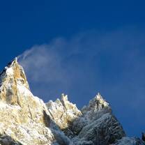 snowy mountain and blue sky