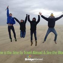 Bridge Chile students jumping and having fun in Santiago