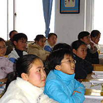 students learning in a classroom in Tibet