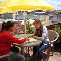 Utatlan Spanish. Studying Spanish on our roof terrace