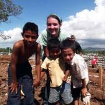 A HELP volunteer working on a project with children in El Salvador.