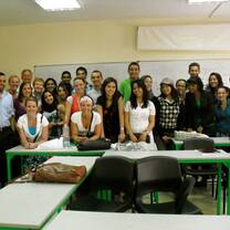 Students at the Moroccan Center for Arabic Studies in classroom after studies