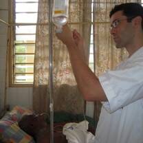 A medical volunteer in a hospital
