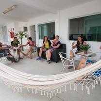 Students hanging out on the premises learning Portuguese