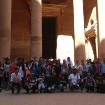 Students at Qasid Arabic Institute taking a cultural field trip to Petra, Jordan