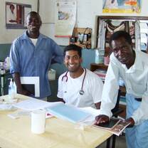 Medical volunteers at a clinic