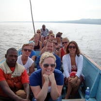 On a boat with Ugandans!
