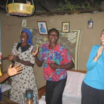 Volunteers with locals in Kenya