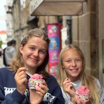 Spanish Summer Camp participants having an ice-cream in town.