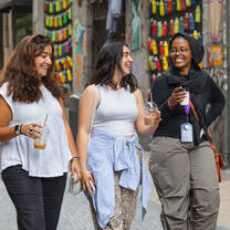Students walking and talking. 