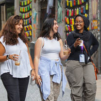 Students walking and talking. 