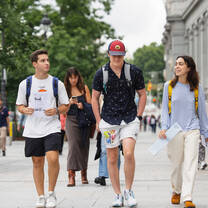Students walking around the city. 