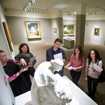 Students at a museum. 