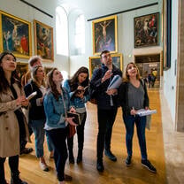 Students at a museum. 