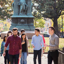 Students walking outside. 