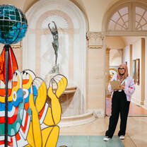 Student at a museum. 