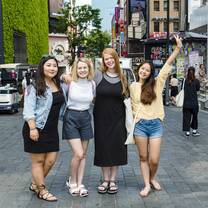 Group of girls pose for photo in Seoul