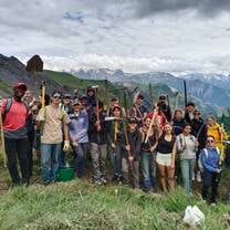 Student group in French Alps doing community service