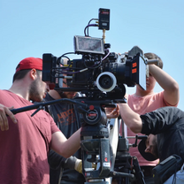 Professional equipment in a film school production